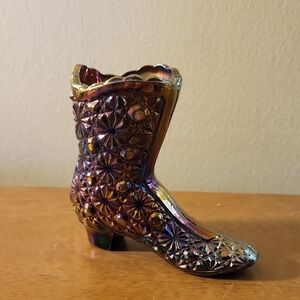 Fenton Iridescent Boot with Floral Design